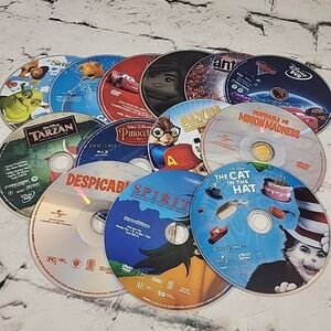 Children Family Movies Loose‎ DVD Lot Of 13 Cars Tarzan Shrek Lego Spirit More